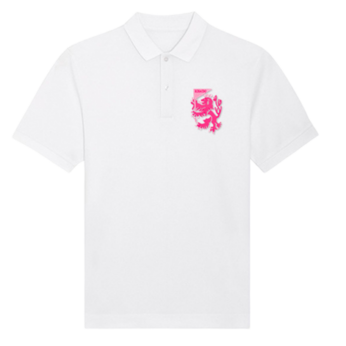 Bubble Pink Lion White Polo